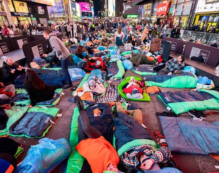 Covenant Home Sleep Out volunteers in sleeping bags | Raising funds and awareness for homeless youth